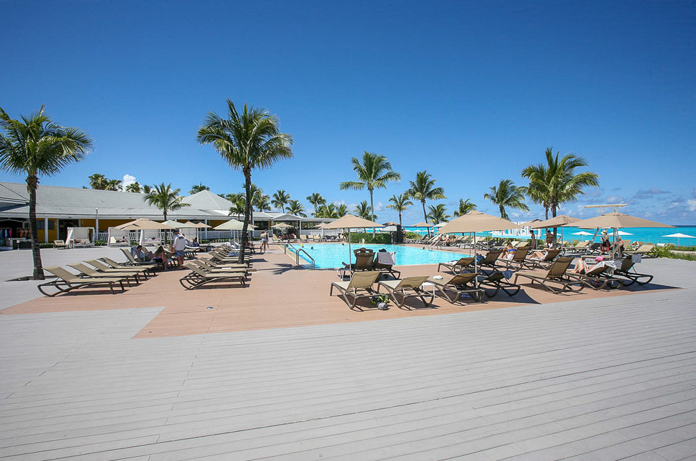 The view from the breakfast restaurant at Club Med on San Salvador